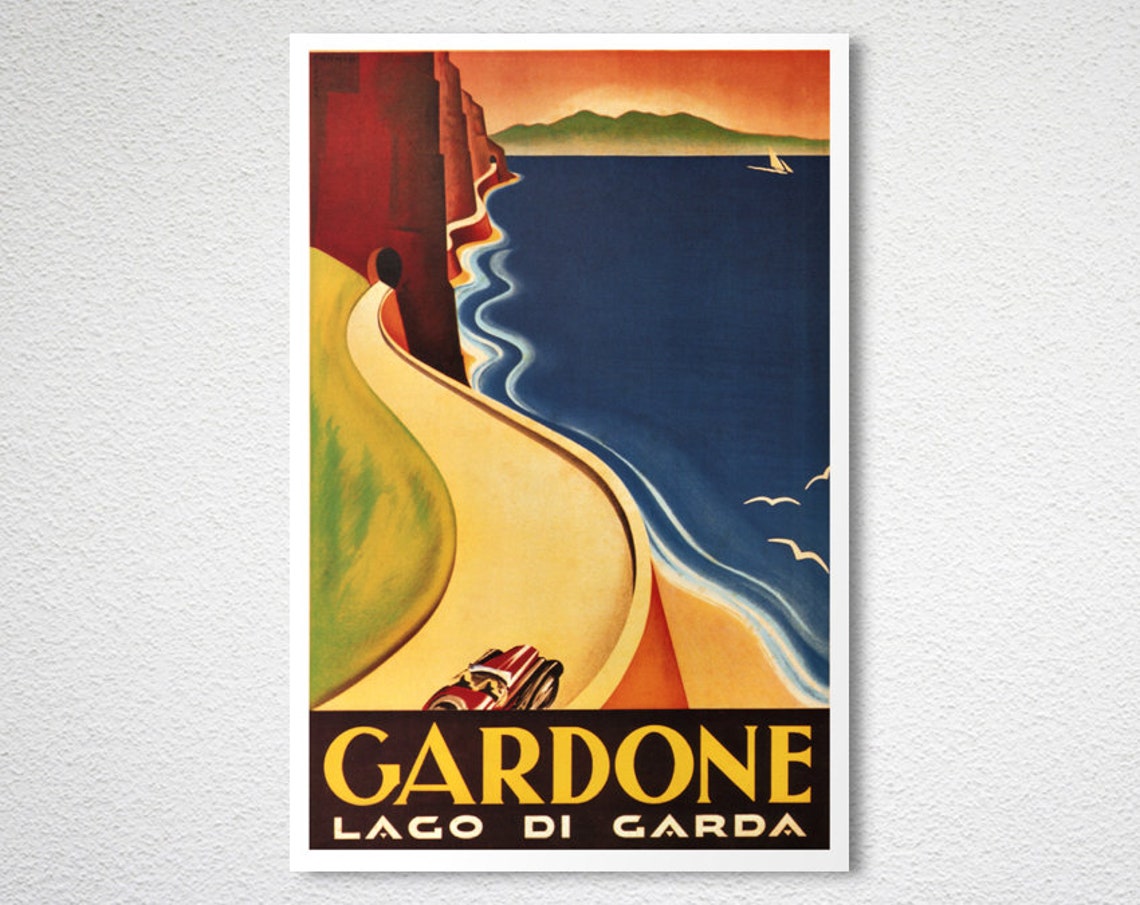 Gardone Lago di Garda Vintage Italian Lakeside Road Trip Poster - Image 2