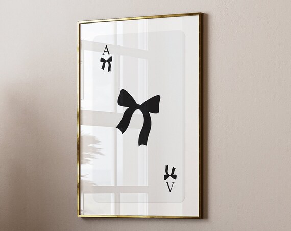 Ace Of Bows Playing Card Cute Black Bow Aesthetic Art Poster