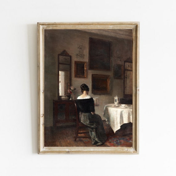 Woman Reading Portrait, Vintage Oil Painting Print