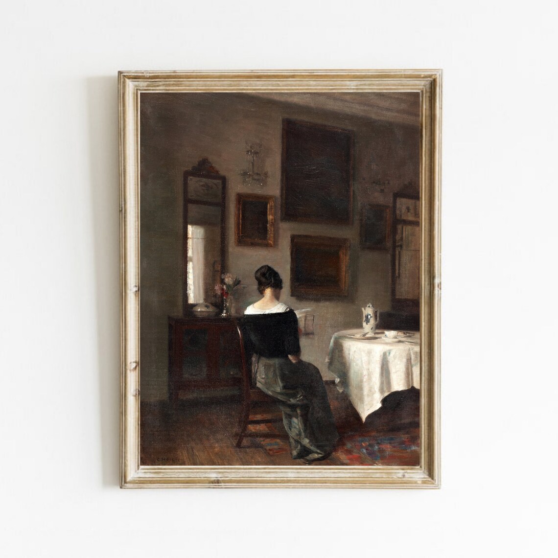 Woman Reading Portrait, Vintage Oil Painting Print