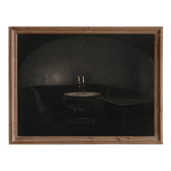 Dark Academia Print Goth Home Decor Vintage Moody Wall Art Artificial Light With Candles Dark Academia Decor Art
