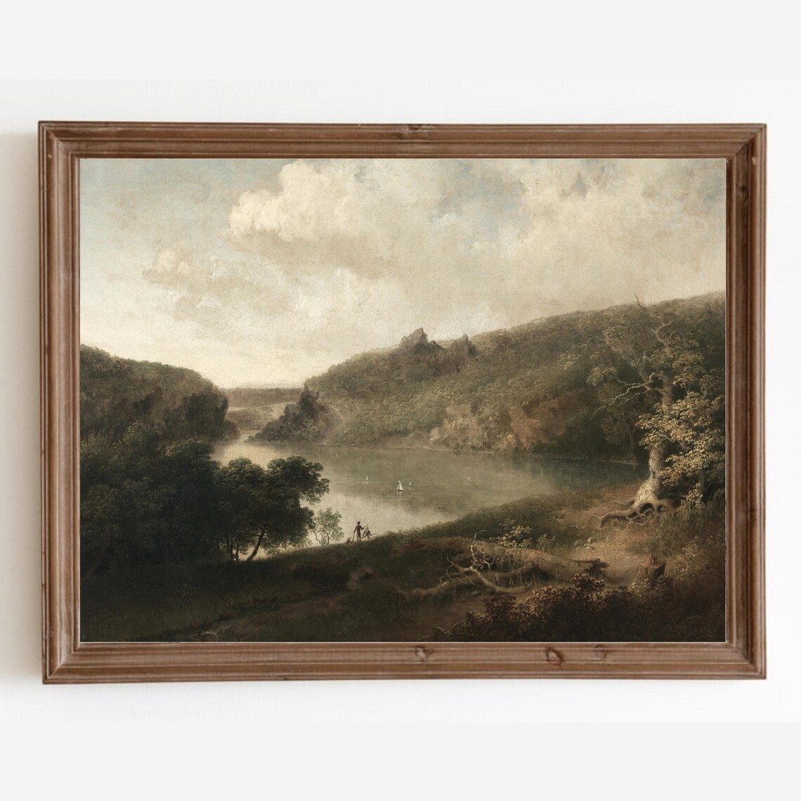 Vintage Rustic Landscape Art Print, Lake House Decor