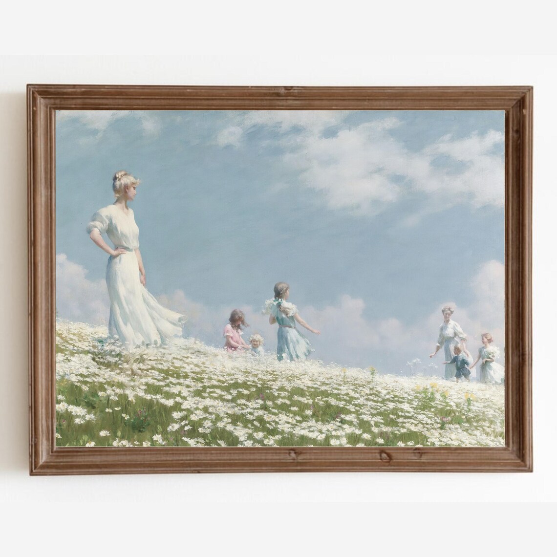 Vintage Summer Meadow and Flower Field Art Print