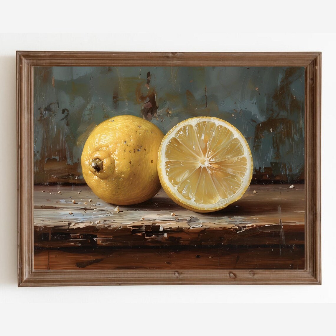 Lemon Art Print Country Kitchen Fruit Print Rustic Vintage Farmhouse Painting Print Wall Art