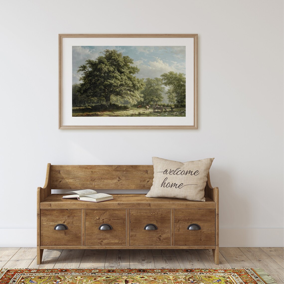 Vintage Oak Tree Landscape, Farmhouse Art Print - Image 2