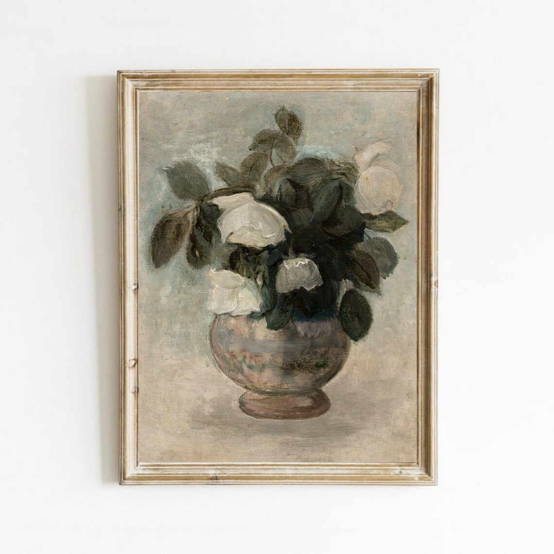 Still Life Roses, Vintage Neutral Floral Art Print