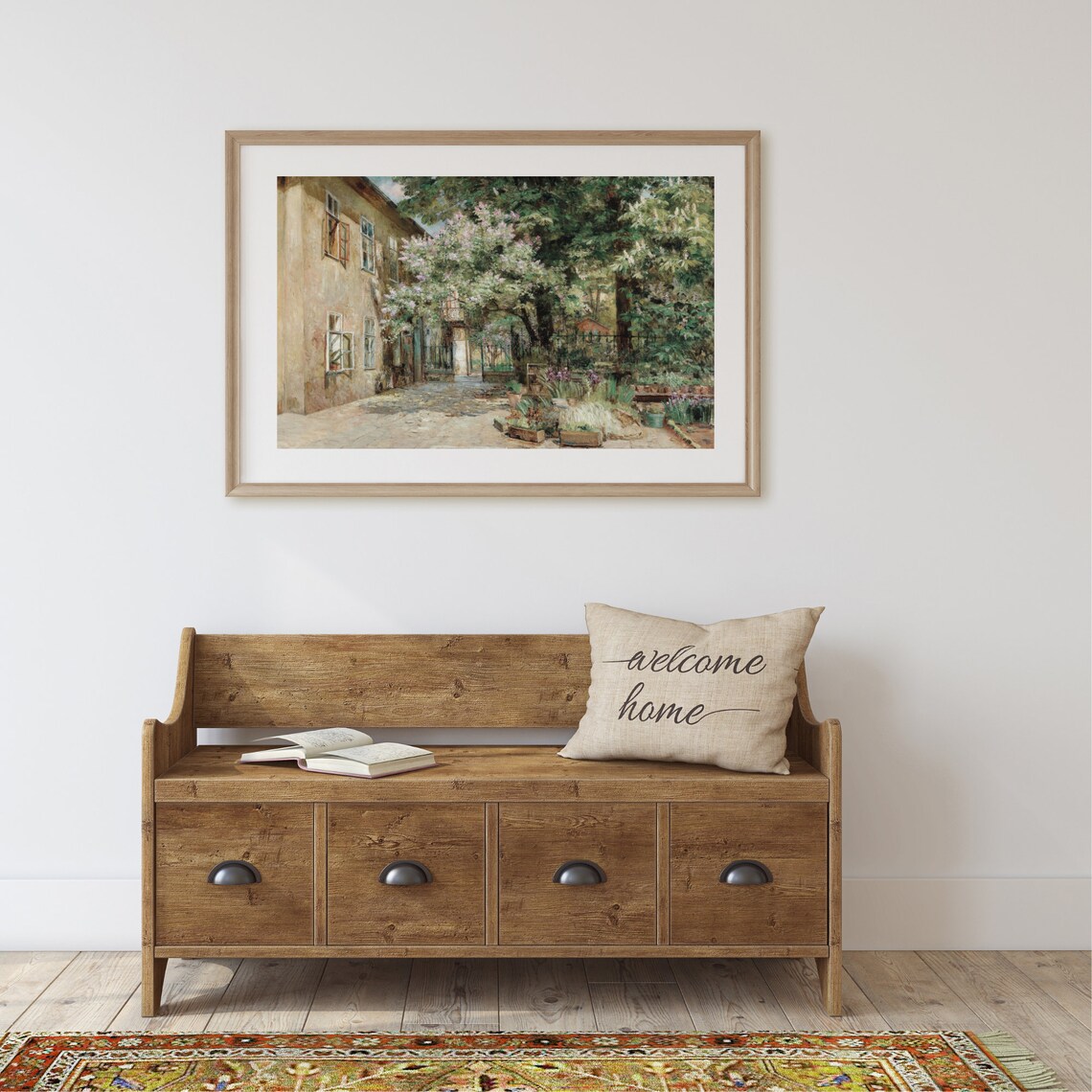 Vienna Courtyard Oil Painting, Vintage Landscape Print - Image 2