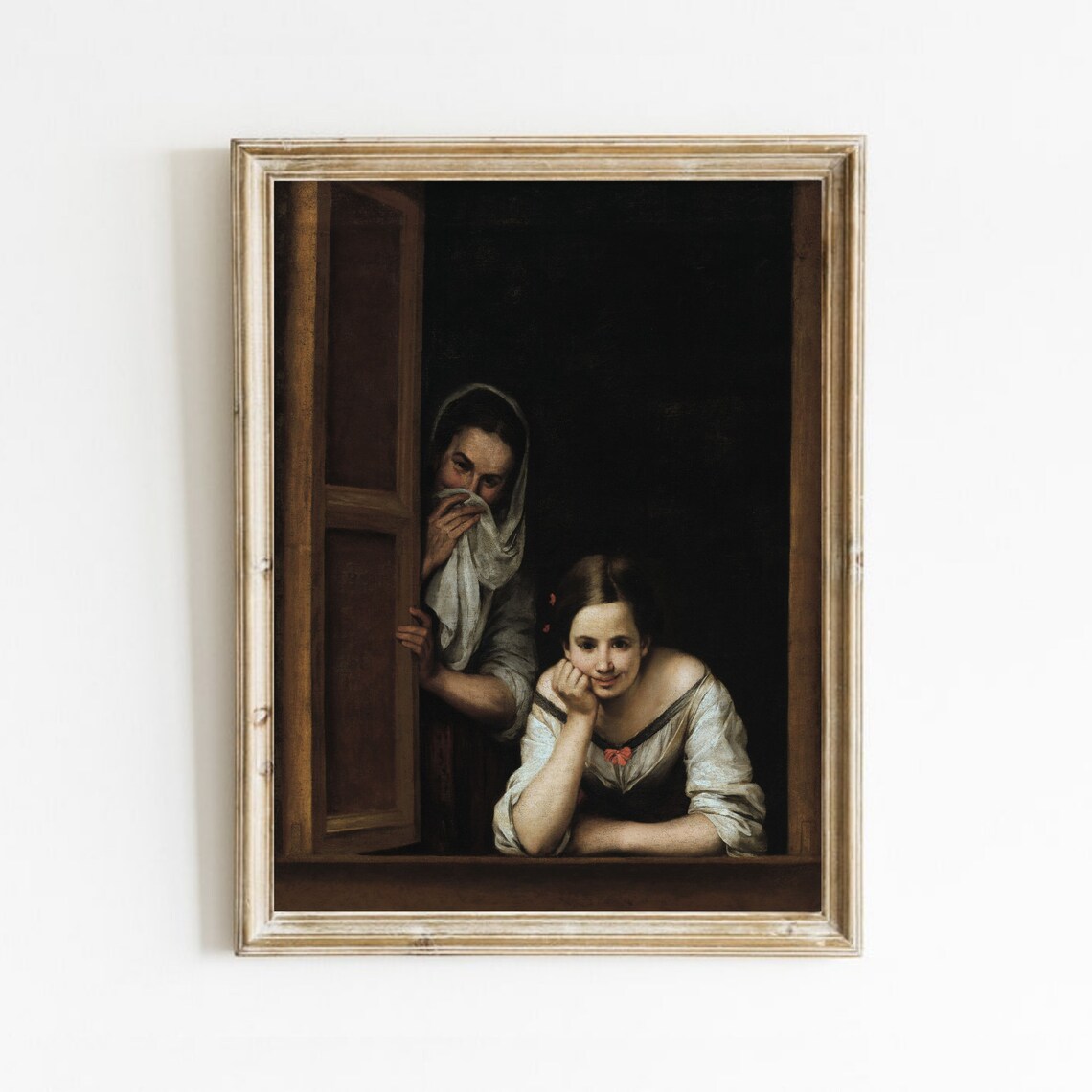 Women at Window Vintage Oil Painting Portrait Art Print