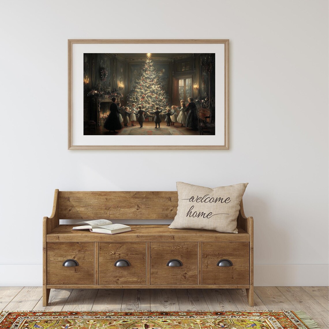 Vintage Christmas Tree Art Print, Holiday Wall Decor - Image 2