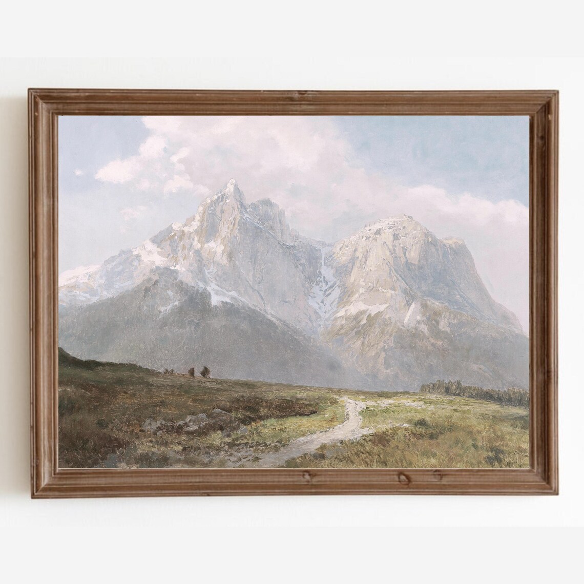 Vintage Mountain Landscape, Rustic Wall Art Print