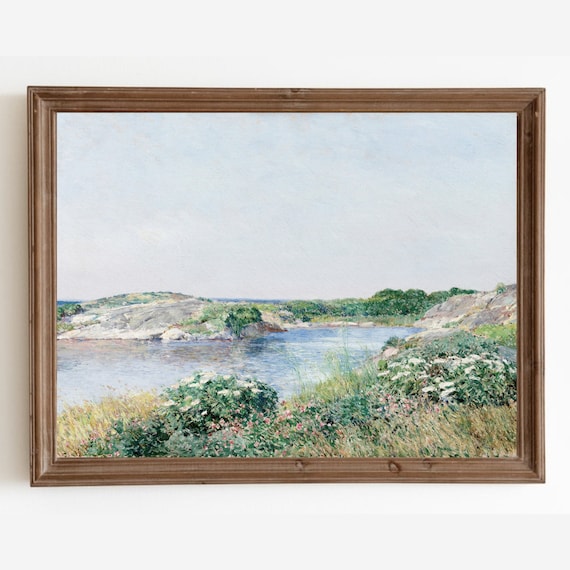 Vintage Pond Country Landscape Wall Art Print