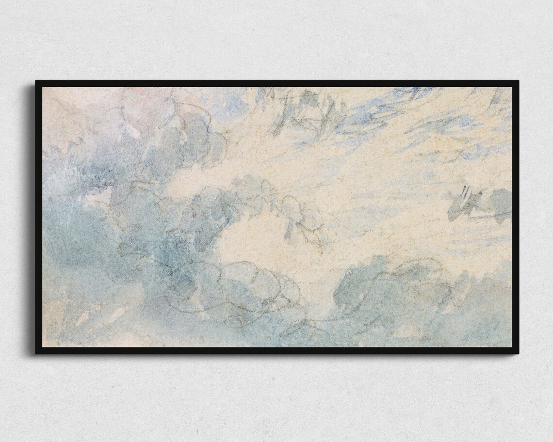 Sky Painting for Frame TV, Minimalist Vintage Art