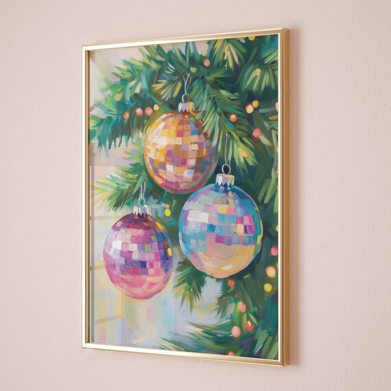 Disco Ball Christmas Ornaments Art Print
