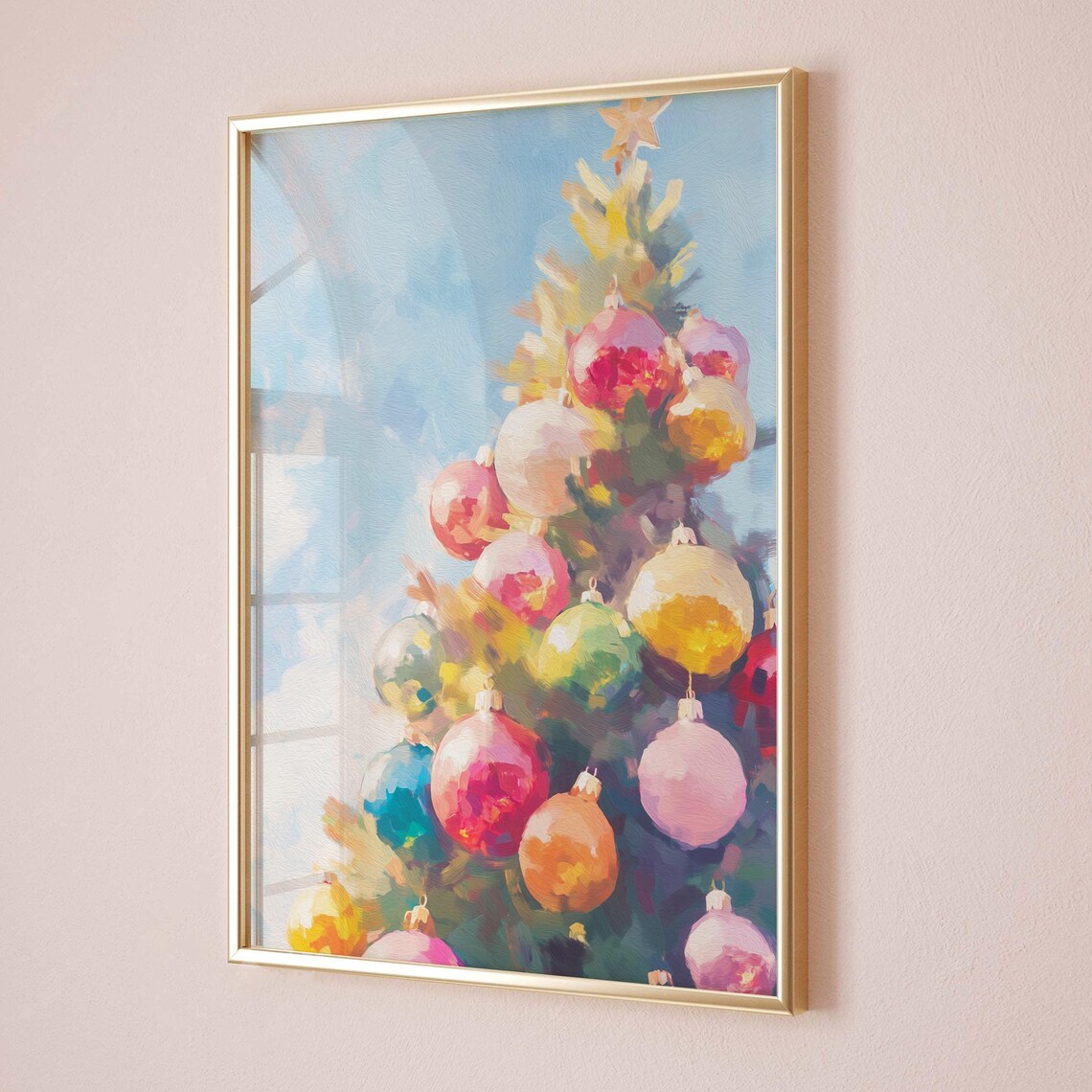 Christmas Tree Ornaments Pastel Painting Art Print - Image 4