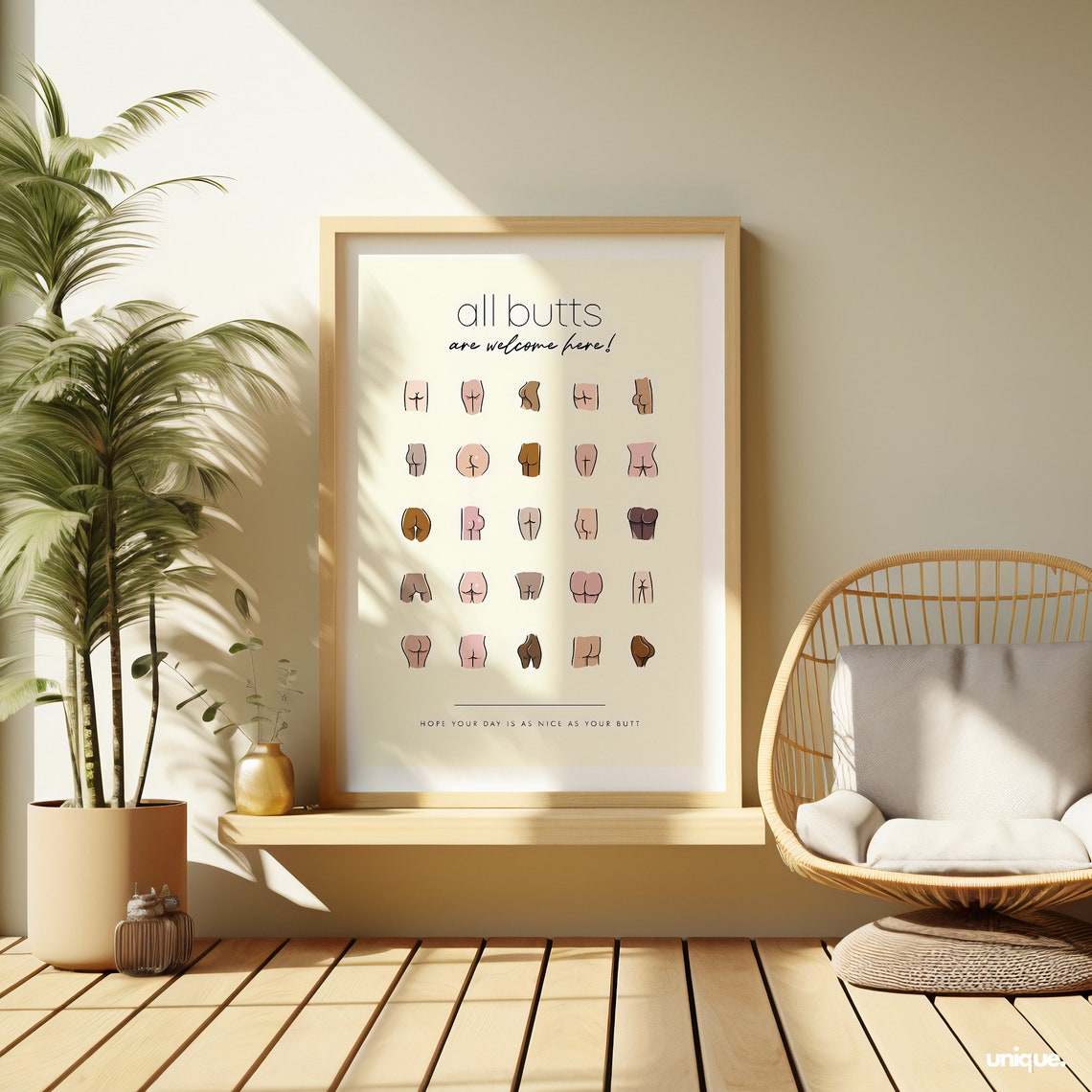 Cheeky All Butts Are Welcome Here Funny Bathroom Humor Poster - Image 2