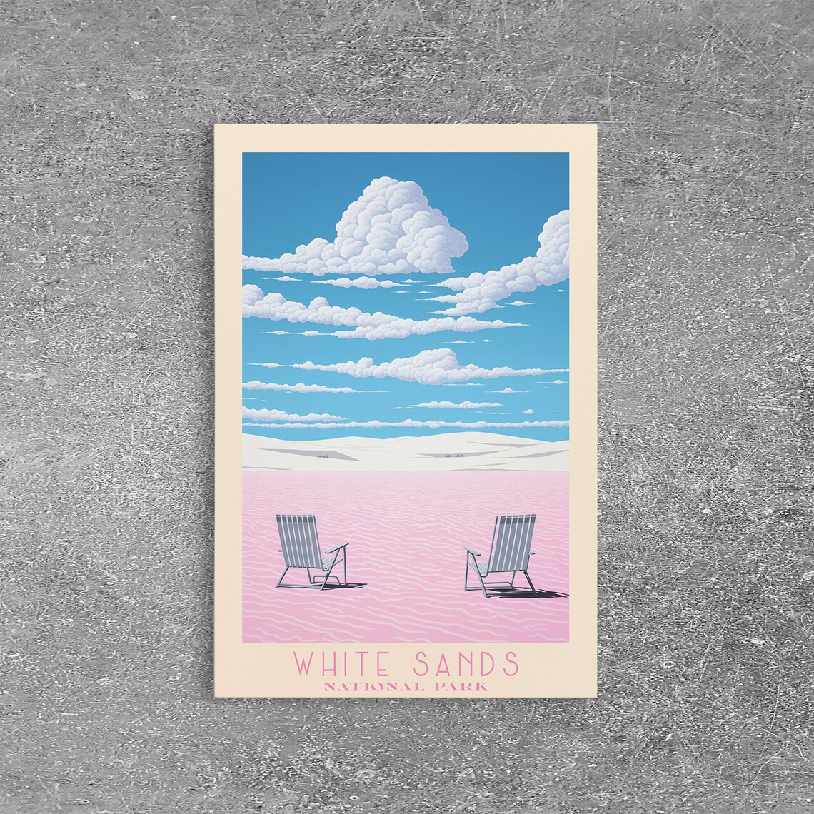 White Sands National Park Two Chairs On White Dunes Travel Poster - Image 3