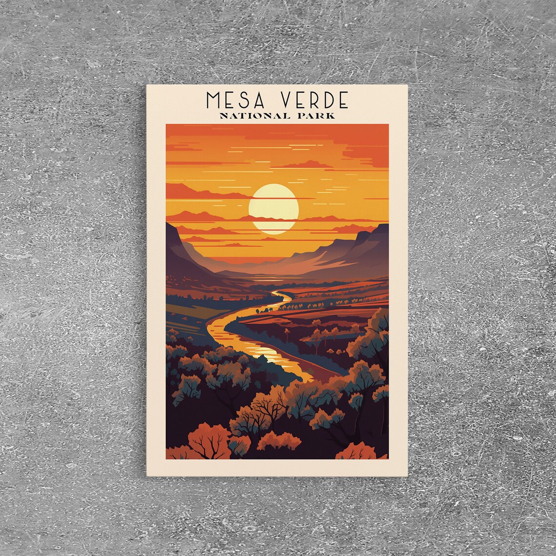 Mesa Verde National Park Sunset Canyon River Valley Travel Poster - Image 3