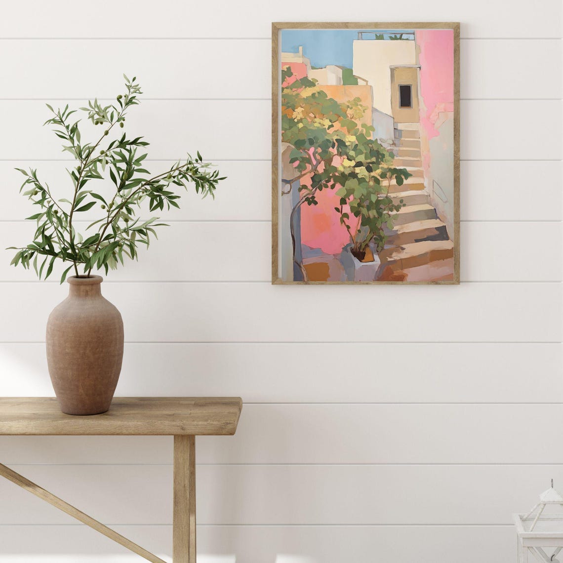 Mediterranean Village Greece Watercolor Travel Poster - Image 2