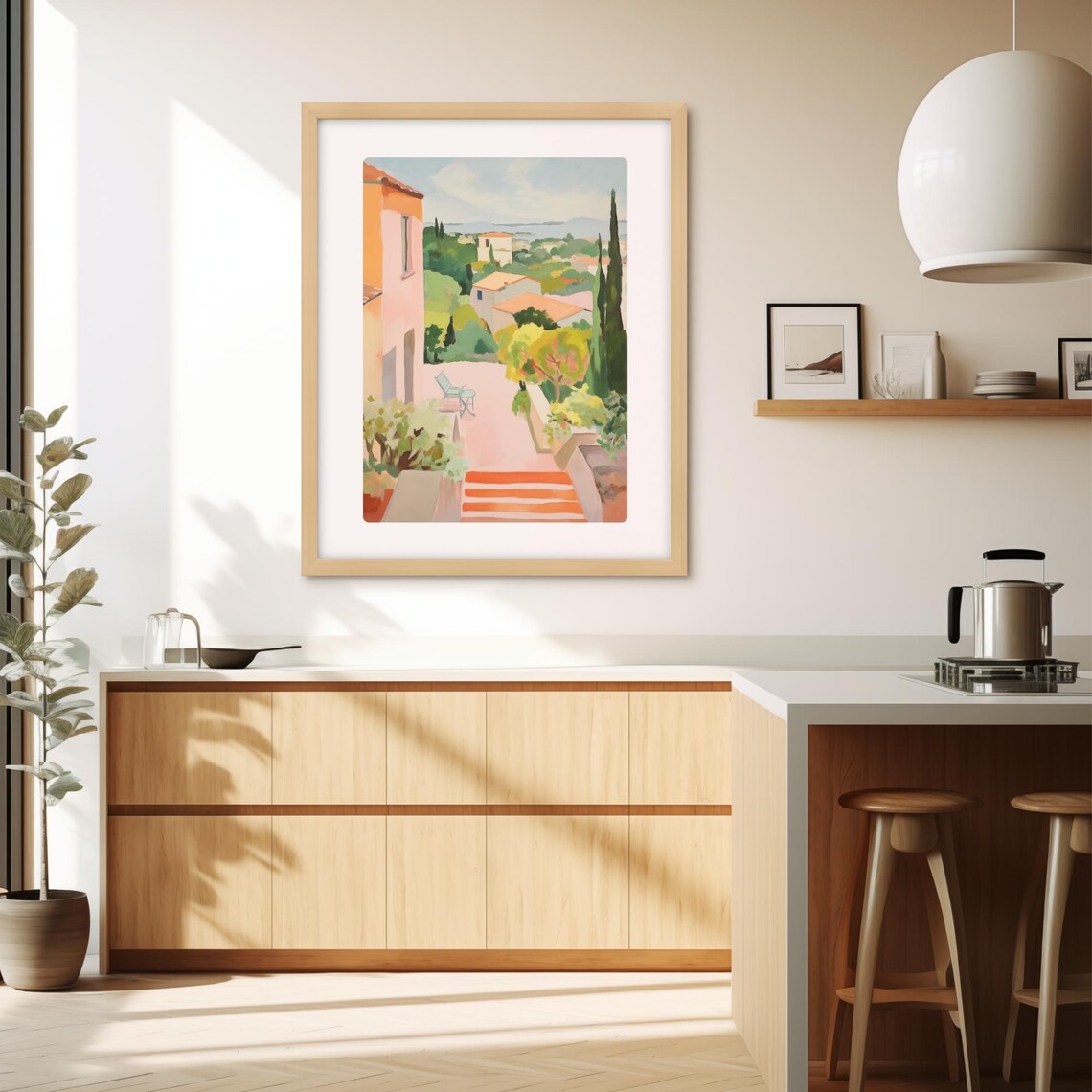 South of France Terrace Terracotta Steps Sunny Garden View Poster - Image 4