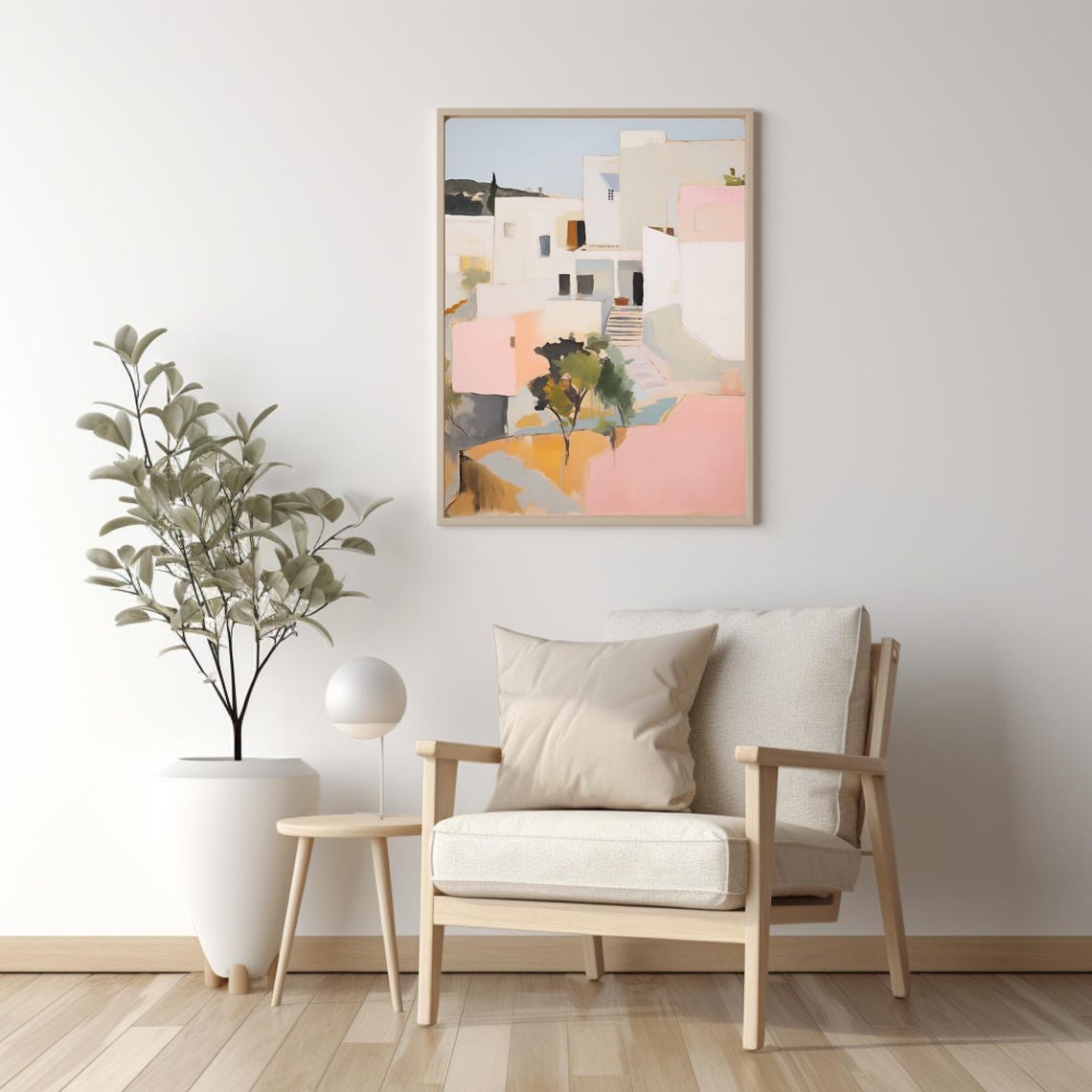 Ibiza Old Town Painting Whitewashed Street Mediterranean Spain Poster - Image 3