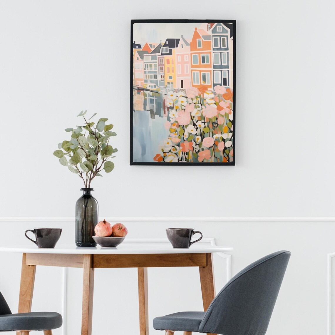 Amsterdam Canal Houses Flowers Watercolor Colorful City Scene Poster - Image 4