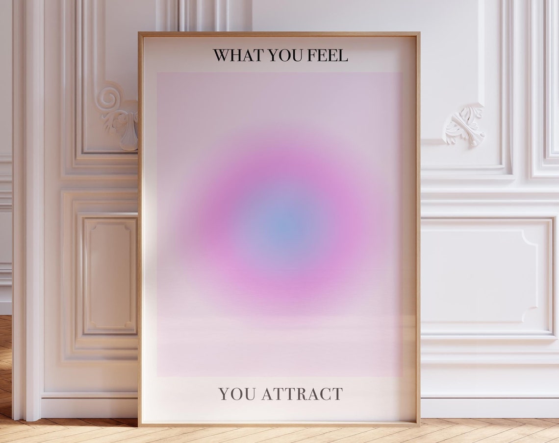 Aura Poster Zen Wall Art Pink Print Meditation Psychedelic Manifestation Yoga