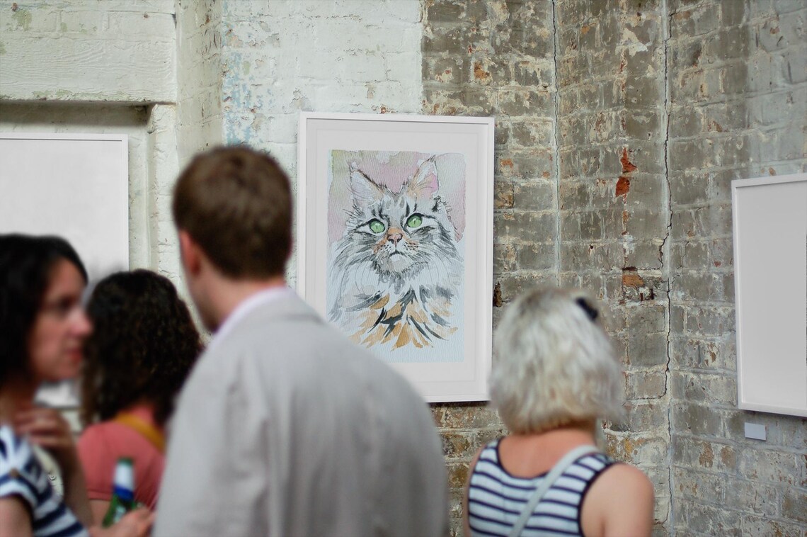 Watercolor Cat Portrait, Original Artwork - Image 2