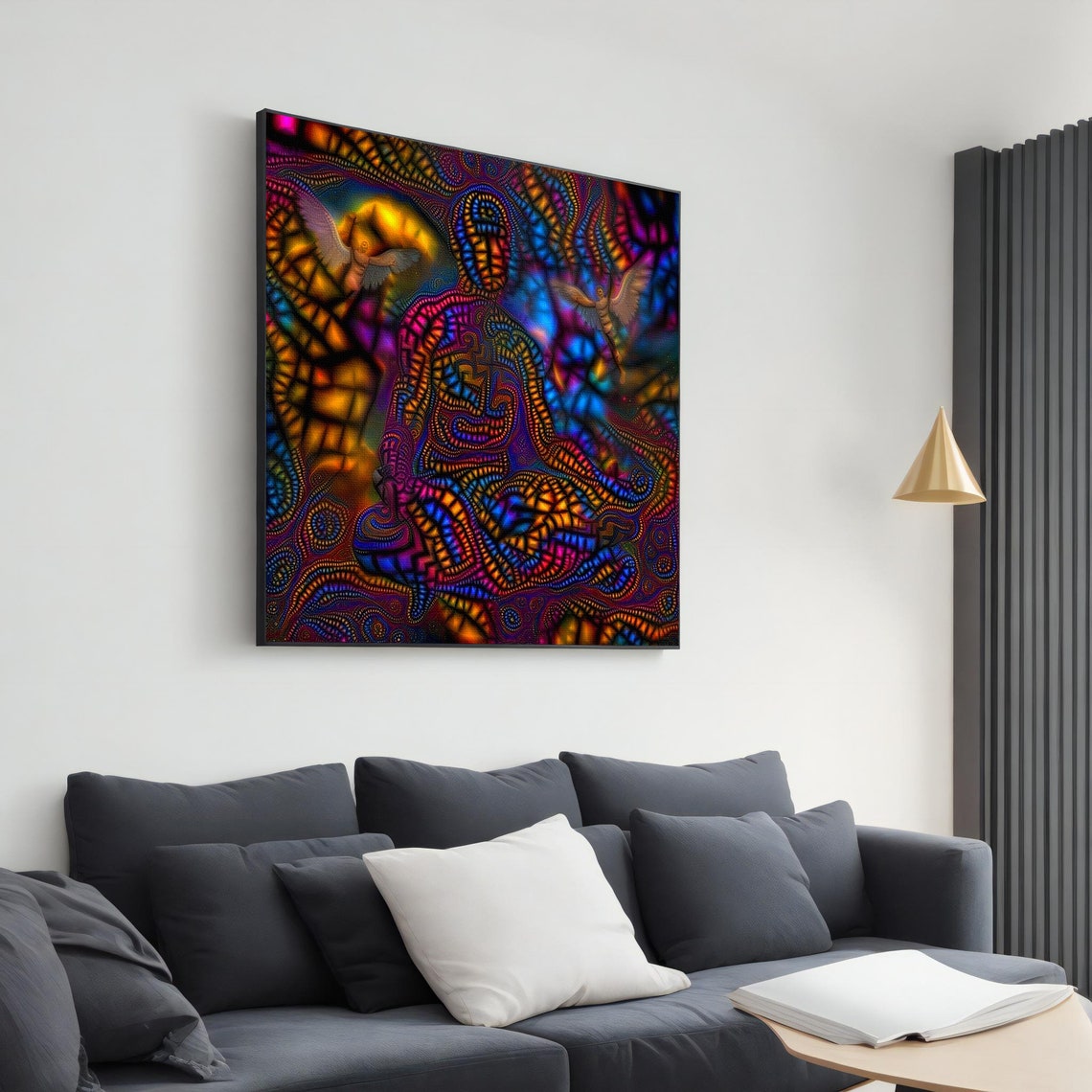 Psychedelic Meditation Angel Vibrant Stained Glass Visionary Art Print