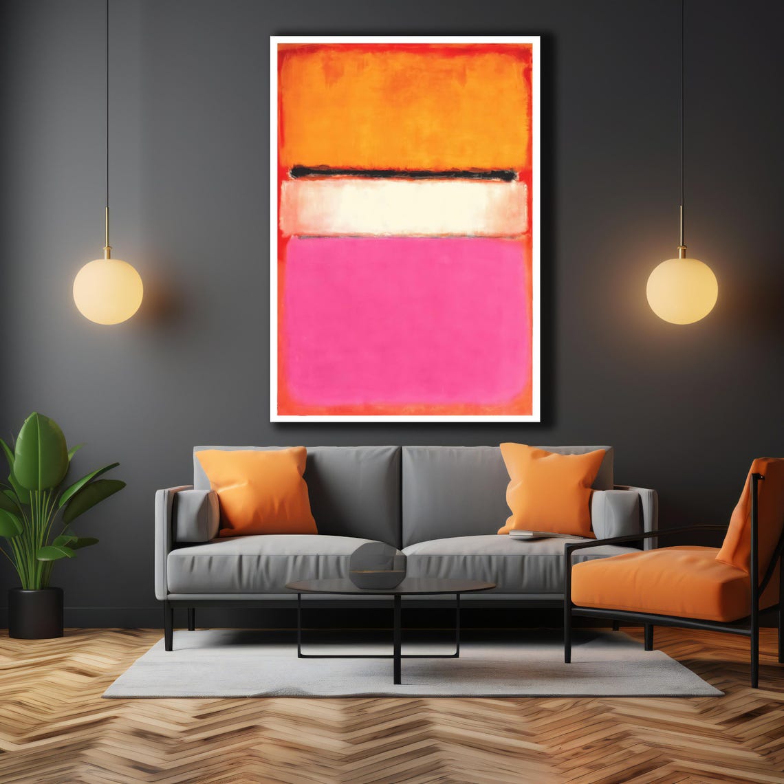 Mark Rothko Pink Orange White Color Field Abstract Art Poster - Image 2