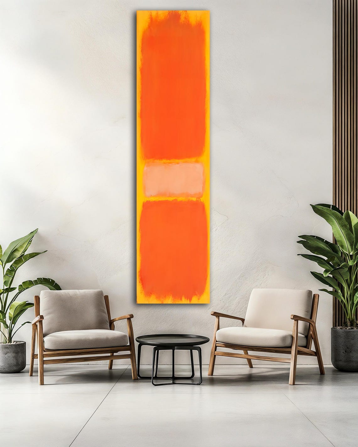 Rothko Inspired Abstract Orange Red Color Field Vertical Wall Art - Image 2