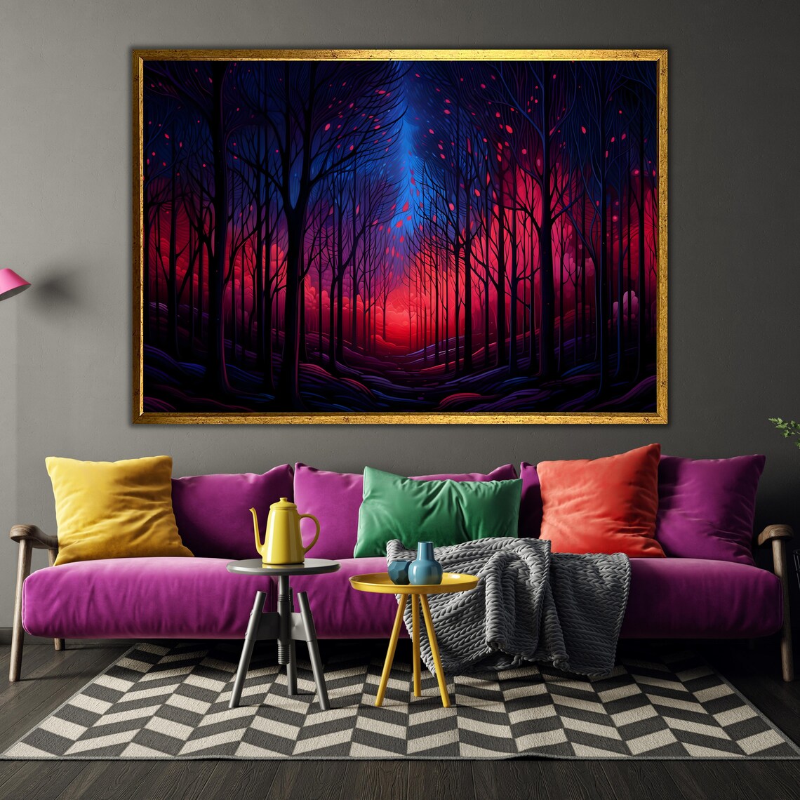 Modern Home Decor Peaceful Forest Art Framed Wall Art Large Wall Decor Luxury Gift Modern Home Decoration - Image 3