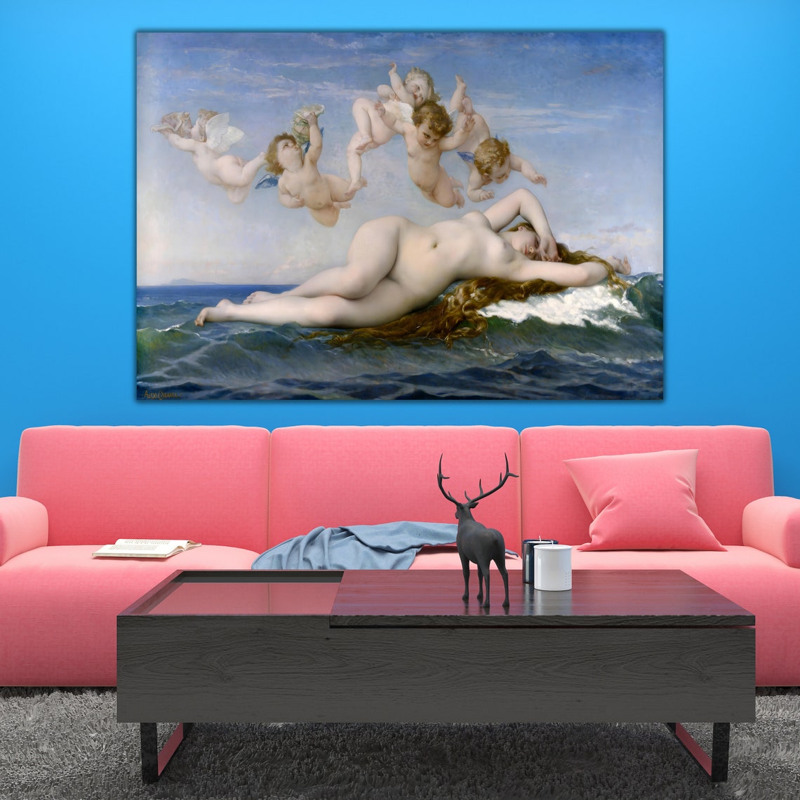Cabanel The Birth Of Venus Reclining On Waves With Cherubs Art Poster - Image 2