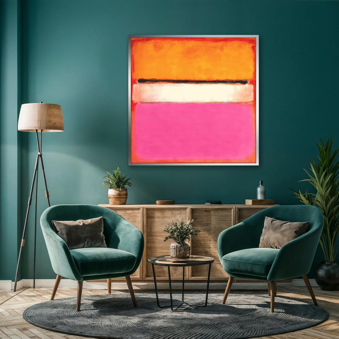 Rothko Style Orange White Pink Sunset Glow Abstract Wall Art Poster - Image 3