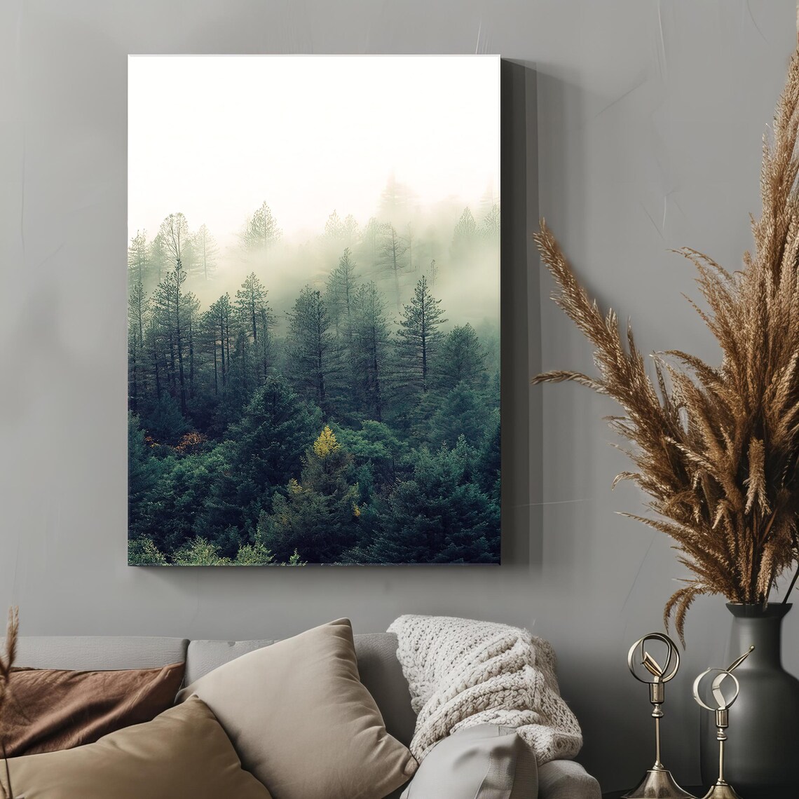 Misty Pine Forest Foggy Mountain Trees Serene Nature Travel Poster - Image 4