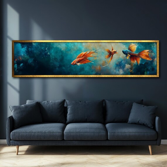 Abstract Goldfish, Ocean-Inspired Fish Painting