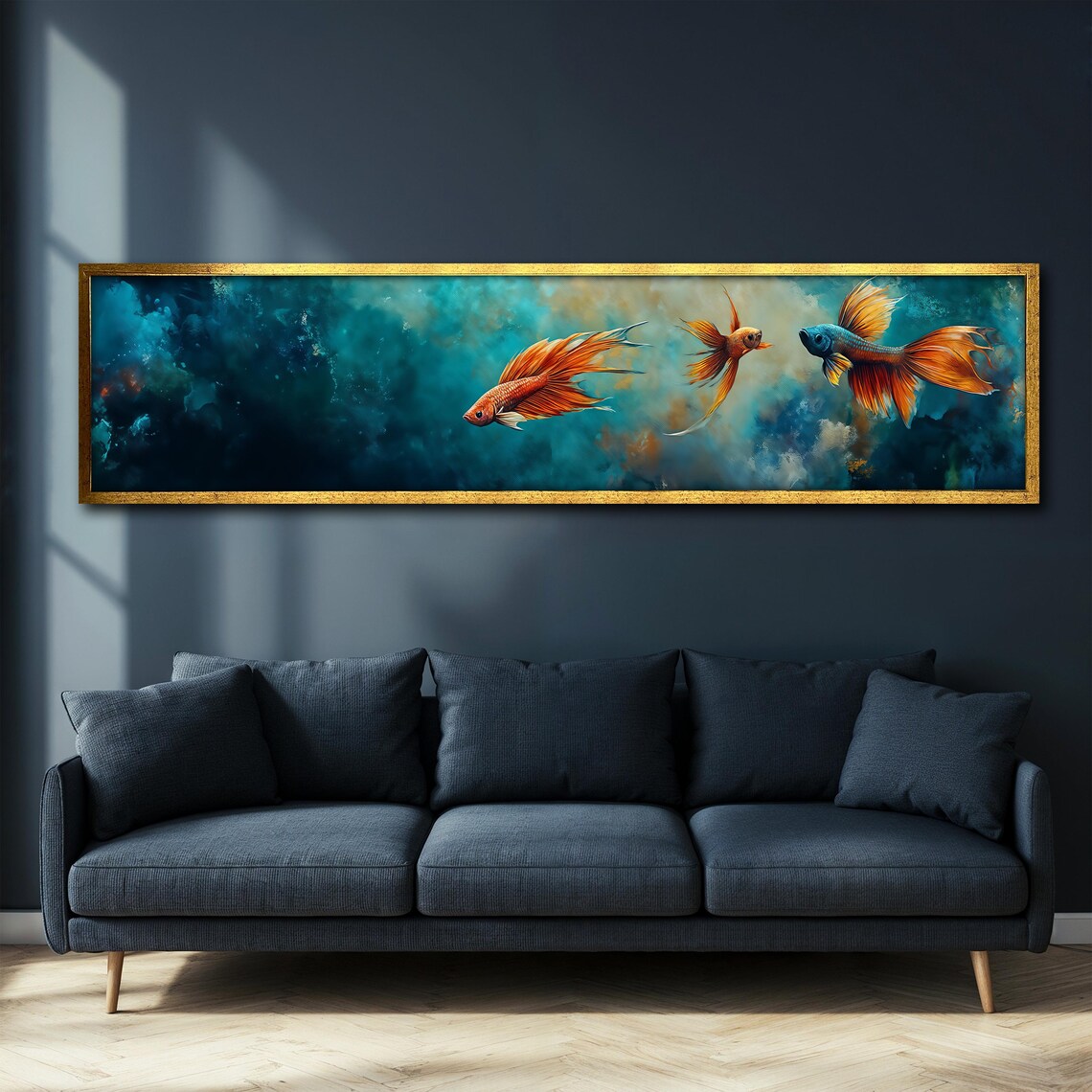 Abstract Goldfish, Ocean-Inspired Fish Painting