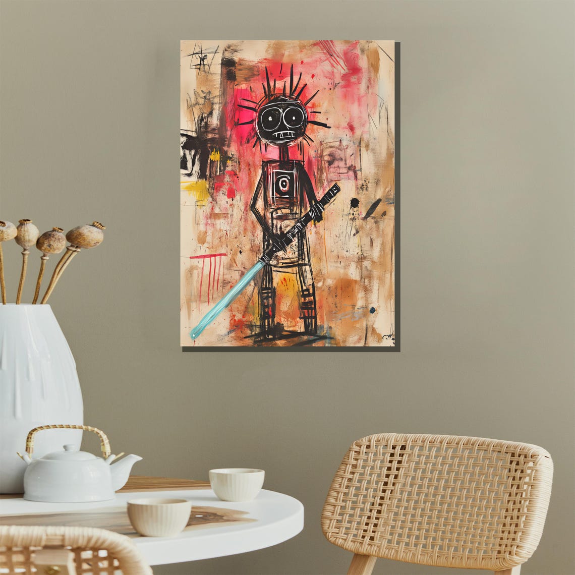Basquiat Style Tribal Figure Staff Bold Expressionist Art Print - Image 2