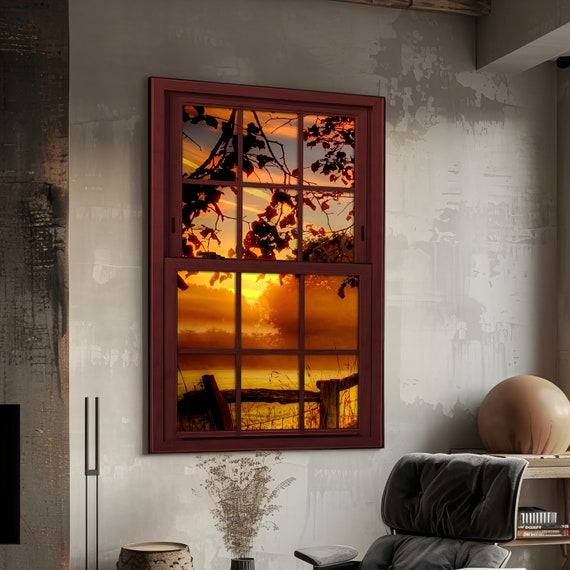 Sunset Art Serene Sunset Fake Window View Sunset Wall Art Premium Sunset Wall Decor For Relaxation Luxury Gift Idea