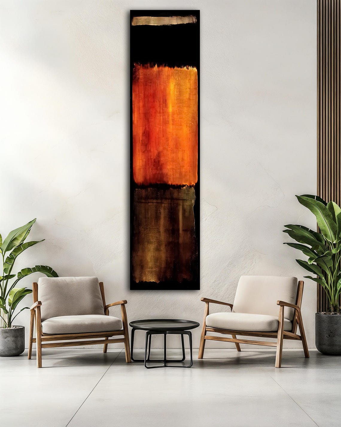 Rothko Style Black Orange Ember Dramatic Abstract Vertical Art Poster - Image 2
