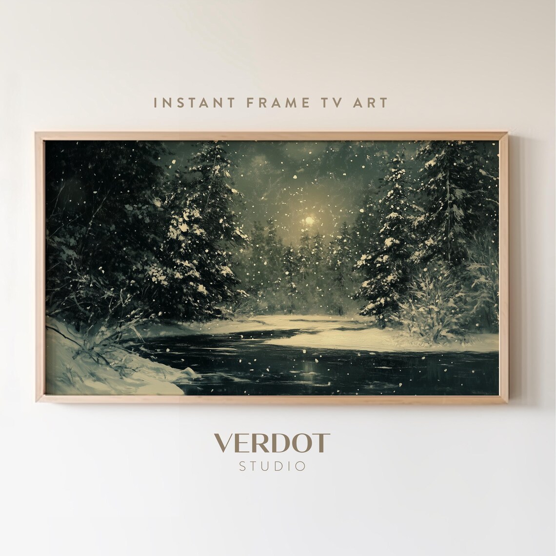 Dark Green Christmas Winter Night Holiday Poster