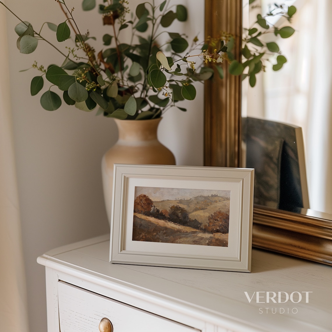 Rustic Fall Landscape Art Print, Neutral Vintage - Image 3