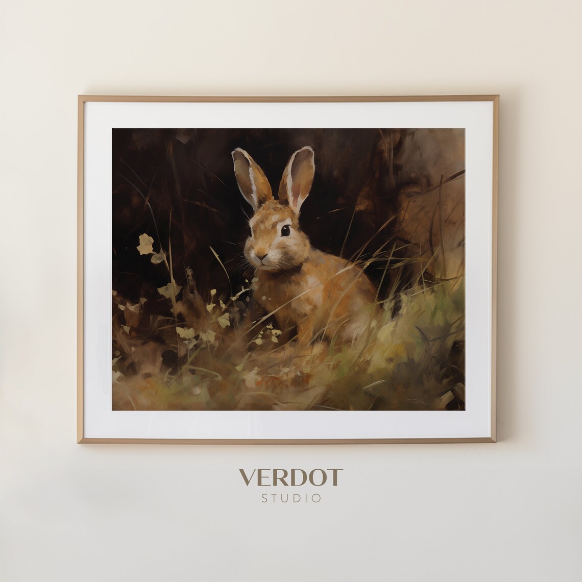 Vintage Easter Bunny Art Print, Rustic Neutral Decor - Image 2