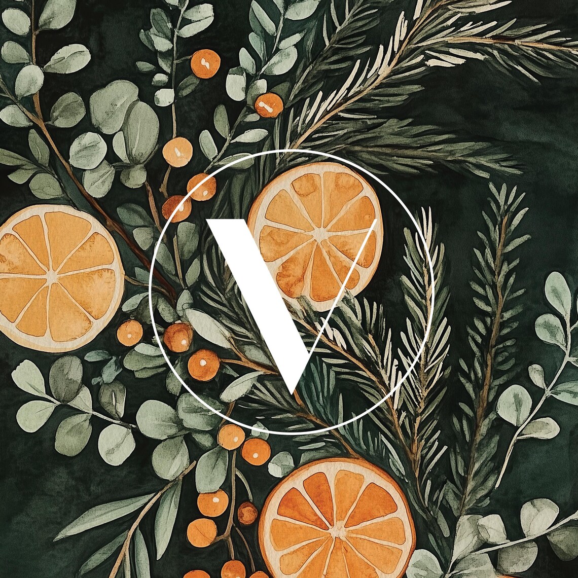 Orange Christmas Painting Print, Botanical Holiday Decor - Image 2