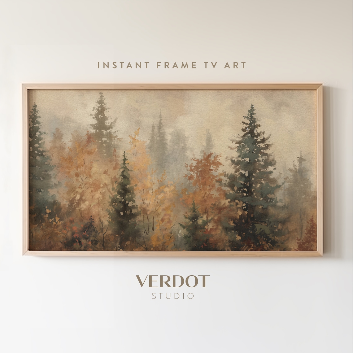 Fall Trees Autumn Landscape Art Print, Rustic Country
