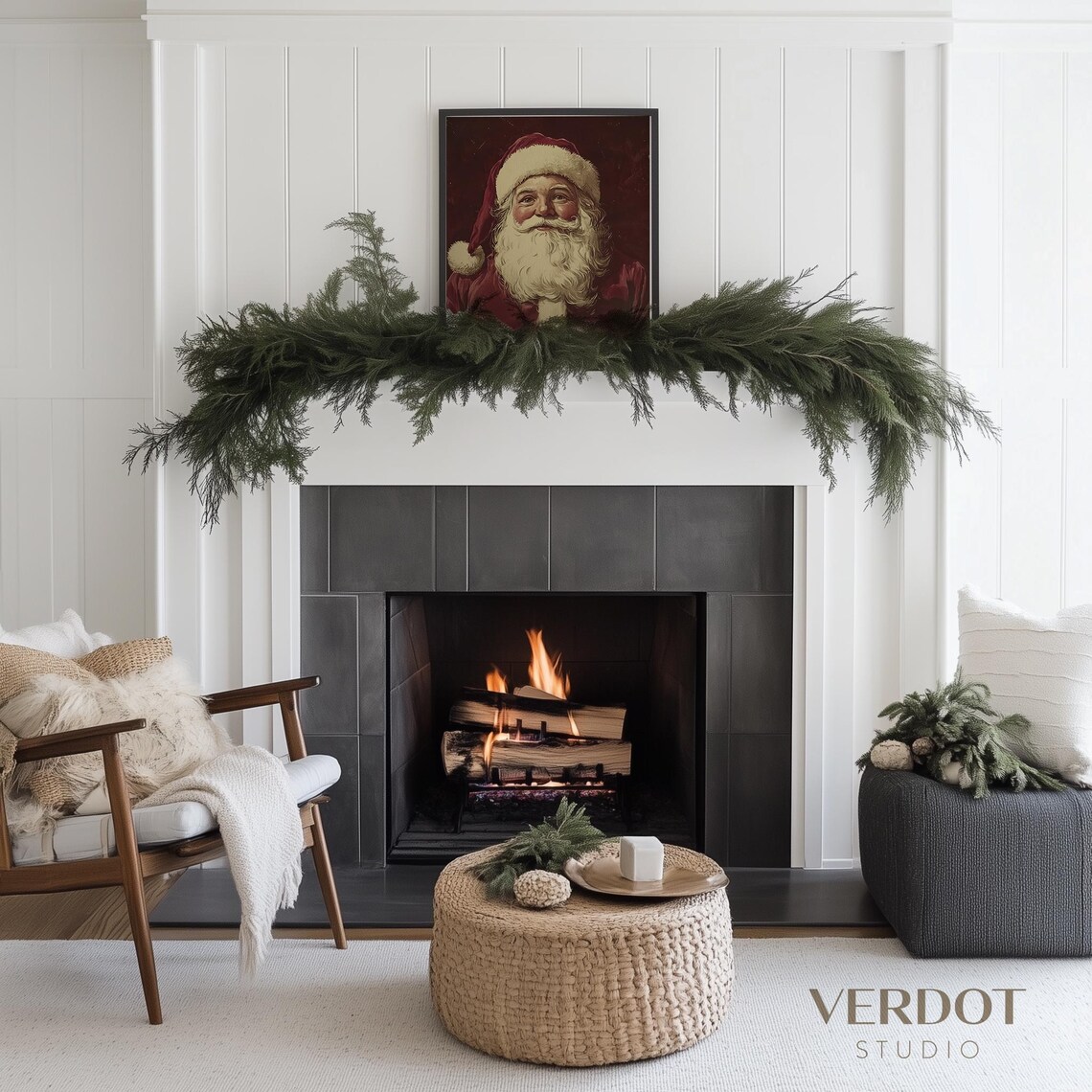 Vintage Red Santa Christmas Print, Holiday Decor - Image 2