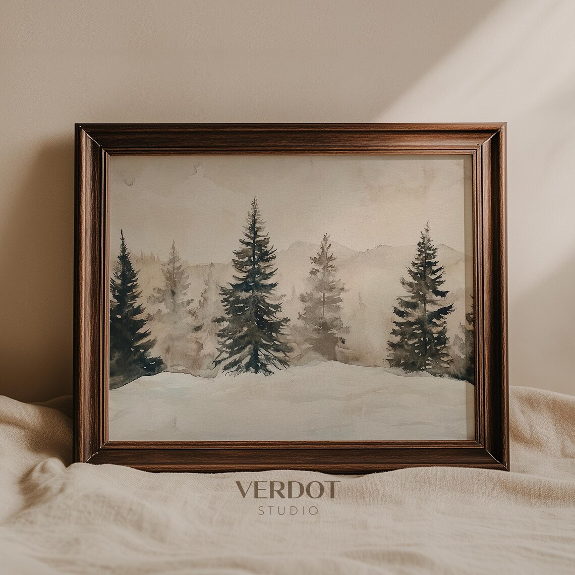 Winter Pine Forest Christmas Painting Art Print - Image 2