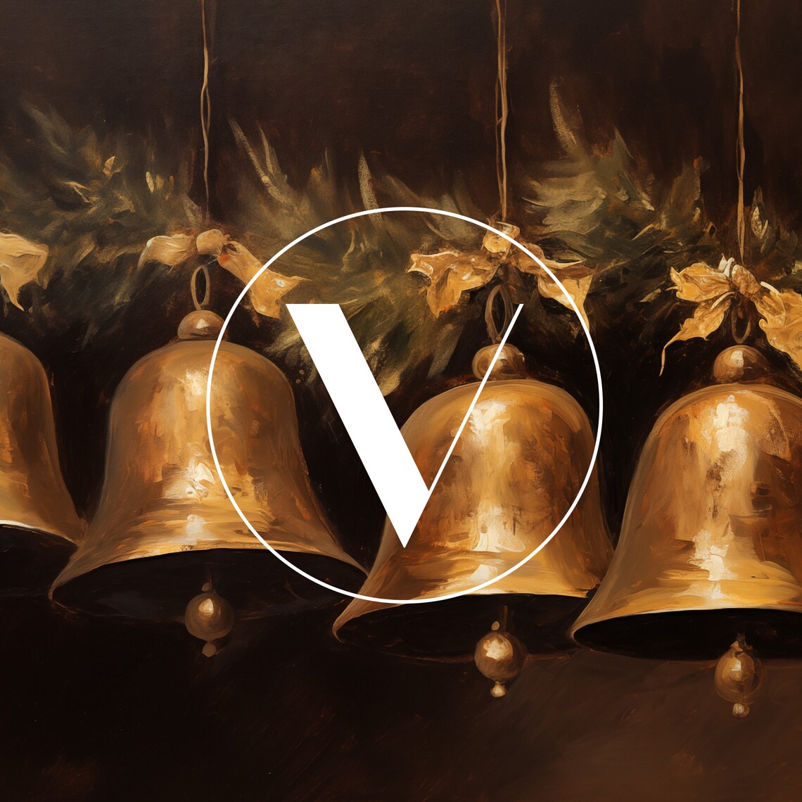 Vintage Christmas Bells Art Print, Rustic Holiday Decor - Image 2