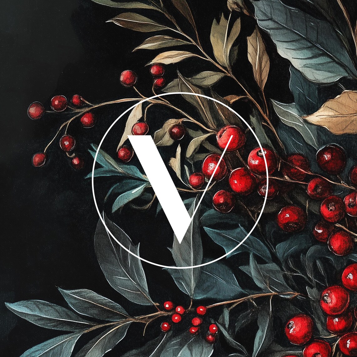 Winter Berry Christmas Vintage Holiday Botanical Art Print - Image 3