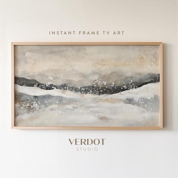 Abstract Winter Landscape Art Print, Modern Holiday Decor