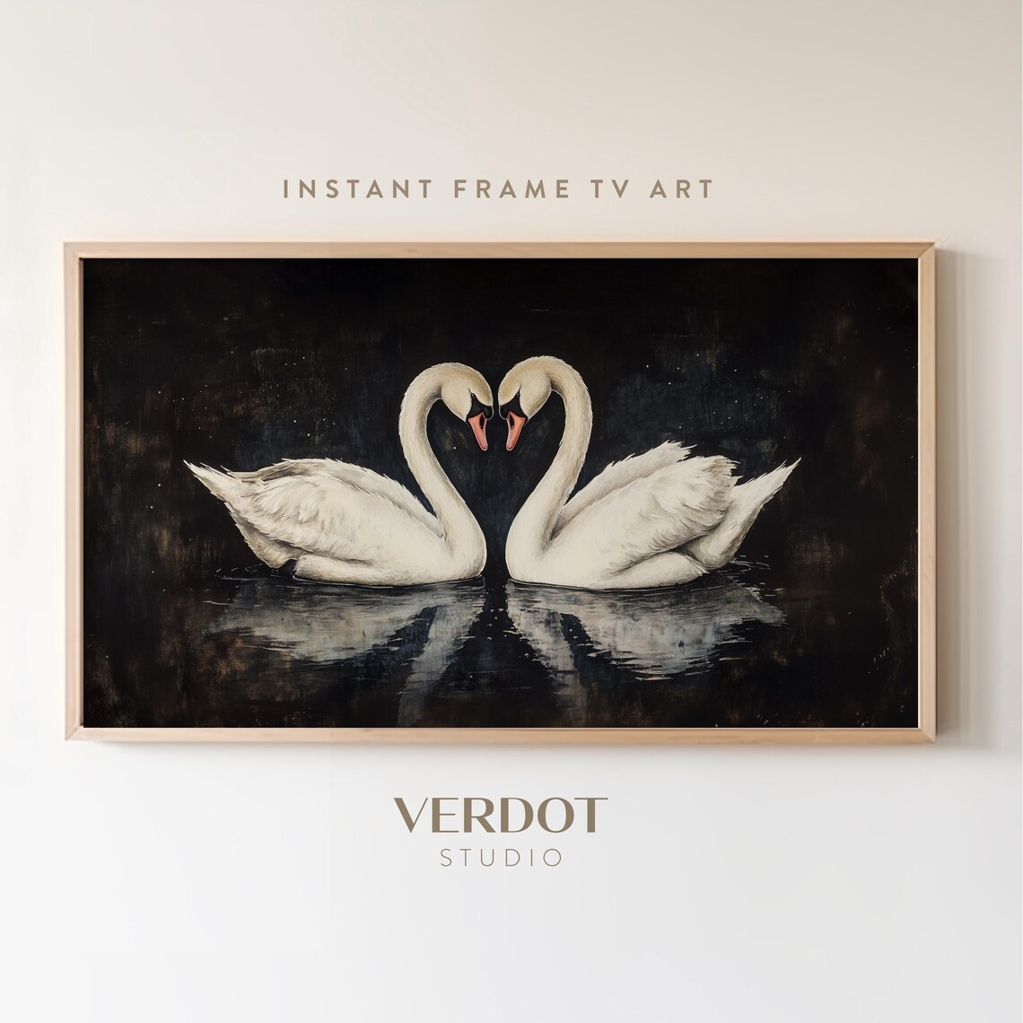 Valentines Day Swan Art Print, Dark Love Heart